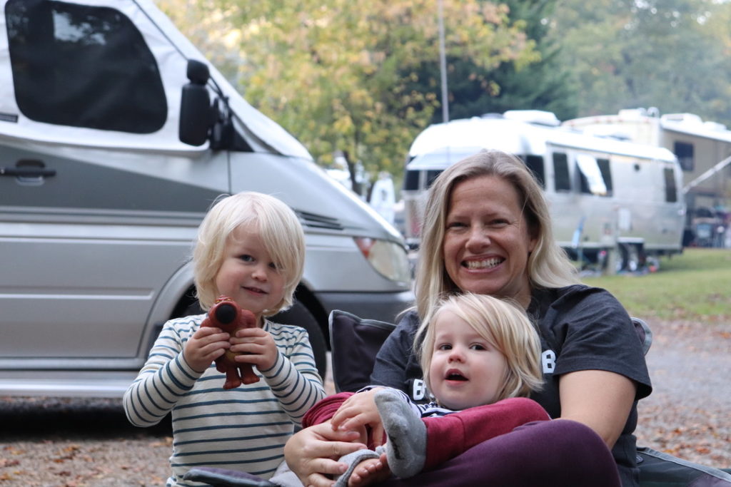 October Goals 2020 blog post | www.yourstrulyelizab.com | camping photo of mama and boys by Paul
